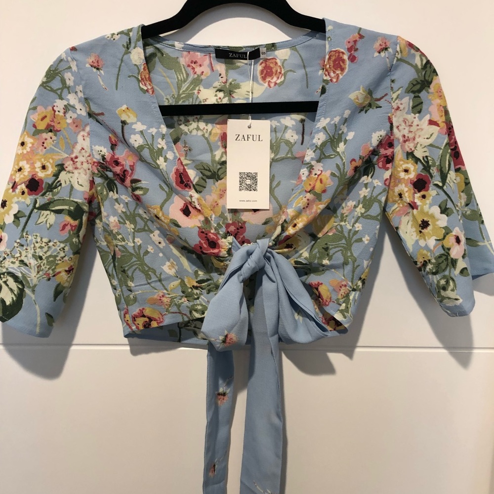 Floral Blue Crop Top
